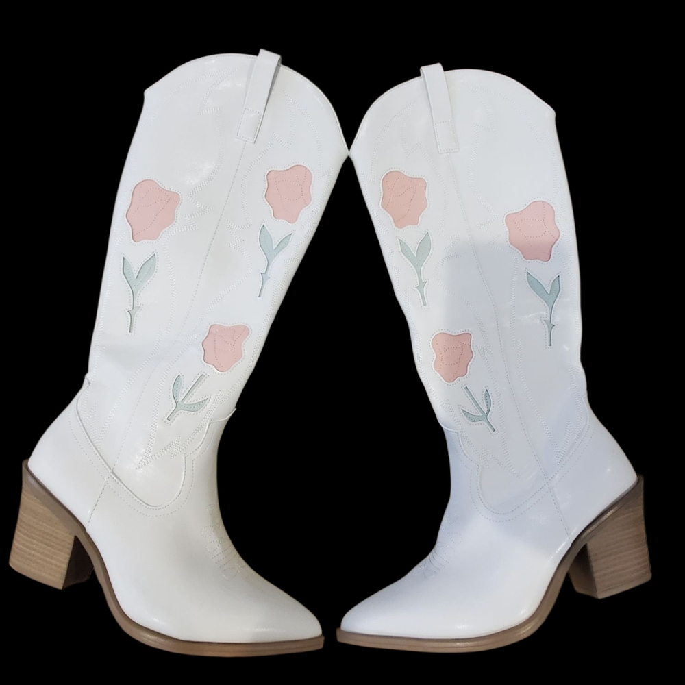 Women's Dixie Bone Floral Western Cowboy Boots W/ Memory Foam Insole - Picture 4 of 4
